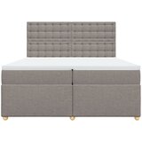 Boxspring - Krevet s oprugama i madracem smeđesivi 200x200 cm od tkanine - Sivo-smeđa 200 x 200 cm gumbi | shoptok.hr