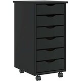 vidaXL Rolling Cabinet s predali MOSS Black Masivni les borovega lesa | Shoptok.si