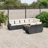  9-dijelni set vrtnih sofa s jastucima crni od poliratana | shoptok.hr
