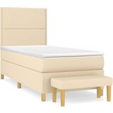 vidaXL Box spring postelja z vzmetnico krem 90x200 cm blago, (20895690) Cene