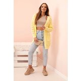 Kesi Włoski Women's openwork cardigan with pockets yellow | Shoptok.si