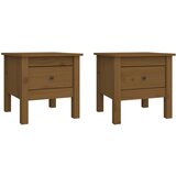 The Living Store Stranske mizice 2 kosa medeno rjave 40x40x39 cm trdna borovina - Stranska Mizica, (21420541) | Shoptok.si