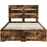  Krevetna konstrukcija s ladicama Dimljeni hrast 135 x 190 cm Smeđa 190 x 138 x 100 cm | Shoptok.si