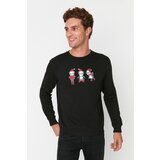Trendyol Black Men Regular Fit Crew Neck Christmas Theme Printed Sweatshirt cene