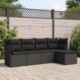 Maison Chic Seti vrtnega pohištva - Vrtna garnitura - Vrtni pohištvo set 5-delna z blazinami črn poli ratan, (21816851) | Shoptok.si