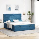 Otomanski posteljni okvir z vzmetnicami moder 160x200 cm žamet, (21653409) | Shoptok.si