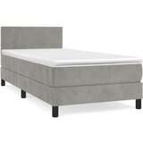 Box spring postelja z vzmetnico svetlo siv 90x190 cm žamet, (20724831) | Shoptok.si
