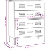  Ladičar boja mente 80 x 35 x 101,5 cm čelični | shoptok.hr