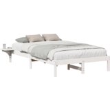 vidaXL Posteljni okvir z nočnimi omaricami Bela 120 x 190 cm Bela | Shoptok.si