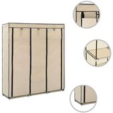  Garderobna omara s predelki in palicami krem 150x45x175cm blago, (20705288) | Shoptok.si