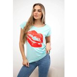 Kesi Blouse with mint lip print | shoptok.hr