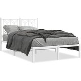 vidaXL Kovinski posteljni okvir z vzglavjem bel 120x190 cm | Shoptok.si