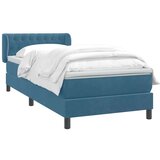 Box spring postelja z vzmetnico temno modra 80x210 cm žamet, (21792809) | Shoptok.si