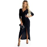 Numoco Shiny long dress with neckline and slit on the leg | Shoptok.si