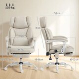  Uredska stolica s visokim naslonom vibracijskom masažom i grijanjem ergonomska nagibna s osloncem za noge krem ​​bijela | shoptok.hr