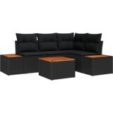 vidaXL 5 Delni set zunanjih kavčev s blazinami Črn poli ratan Acacia | Shoptok.si