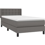  Box spring postelja z vzmetnico siva 80x200 cm umetno usnje | Shoptok.si