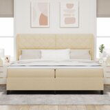 Box Spring krevet s madracem - Krem - 200x200 cm Tkanina | shoptok.hr