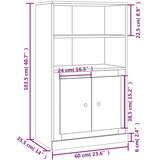  Visoka komoda siva sonome 60x35,5x103,5 cm konstruiranog drva | shoptok.hr