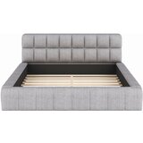 Lumor Dvoposteljna oblazinjena postelja 140x200 cm iz lanenega blaga – z debelim naslonom in letvenim dnom – siva, (22151077) | Shoptok.si