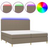  Krevet box spring s madracem LED smeđesivi 200x200 cm tkanina | shoptok.hr