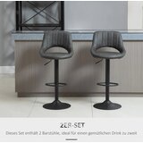  Set od 2 barske stolice izgled kože okretne podesiva visina oslonac za noge metalni okvir 47 x 52 x 87-109 cm siva | shoptok.hr