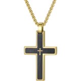 IZMAEL Muška Ogrlica s Križem VQ-38805 - Zlatna / Crna / 60cm cijene