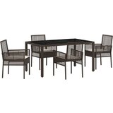  Set za blagovanje na otvorenom od 5 dijelova s jastučićima smeđi poliratan | shoptok.hr