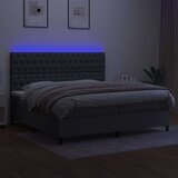  Box spring postelja z vzmetnico LED temno siva 200x200 cm blago, (20726841) | Shoptok.si
