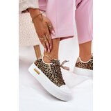 Boto Womens Sneakers On Massive Platform With Decorative Lacing Leopard Brown Zidora | Shoptok.si