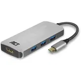 ACT Adapter in USB Hub AC7024 USB-C v HDMI 4K/ 3 vhodi USB A/C 3.2 siv