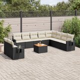 vidaXL 11-dijelni set vrtnih sofa od poliratana s jastucima crni | shoptok.hr