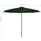  Vrtni suncobran s drvenom šipkom 350 cm zeleni | shoptok.hr