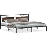  Posteljni okvir brez vzmetnice rjavi hrast 200x200 cm inž. les, (21829408) | Shoptok.si