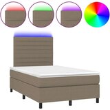  Krevet s oprugama i madracem LED smeđesivi 120x190cm od tkanine | shoptok.hr