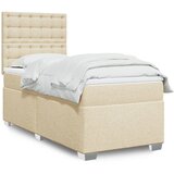 vidaXL Box spring postelja z vzmetnico krem 90x190 cm blago | Shoptok.si