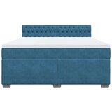 vidaXL Box spring postelja z vzmetnico modra 180x200 cm žamet | Shoptok.si