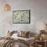  Slika - Watercolor Botanical Motif Delicate Green-Beige Leaves 120x80 U crnom drvenom okviru | shoptok.hr