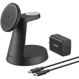 MagGo Bezicni Dock Stand 3u1, sa kablovima i zidnim punjacem, crni