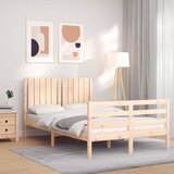 Maison Chic Posteljni okvir - Dvoposteljna postelja - Zakonska postelja z vzglavjem trden les-J16582, (21771729) | Shoptok.si