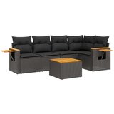  6-dijelni set vrtnih sofa s jastucima crni od poliratana | shoptok.hr