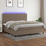  box spring s madracem LED smeđesivi 200x200 cm tkanina | shoptok.hr