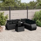 vidaXL Vrtna sedežna garnitura 7-delna z blazinami črn poli ratan | Shoptok.si