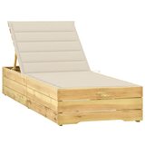 Maison Chic Ležalnik - Sončna ležalnik s krem blazino impregnirana borovina, (22043234) | Shoptok.si