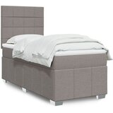 vidaXL Box spring postelja z vzmetnico taupe 90x200 cm blago | Shoptok.si