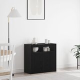 vidaXL TV omara Črn hrast Inženirski les 80 x 35 x 75 cm Luči TV omara Cene