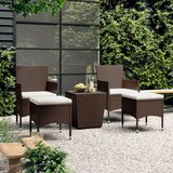  5-dijelni vrtni bistro set poliratan i kaljeno staklo smeđi | shoptok.hr
