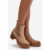 Boto Women's Insulated Heeled Boots Eco Suede Beige Irissinae | Shoptok.si