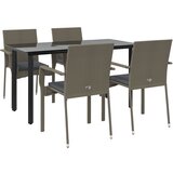  5-dijelni vrtni blagovaonski set crno-sivi od poliratana | shoptok.hr