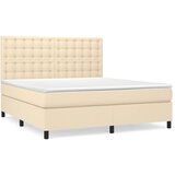 vidaXL Box spring postelja z vzmetnico krem 160x200 cm blago, (20892937) | Shoptok.si